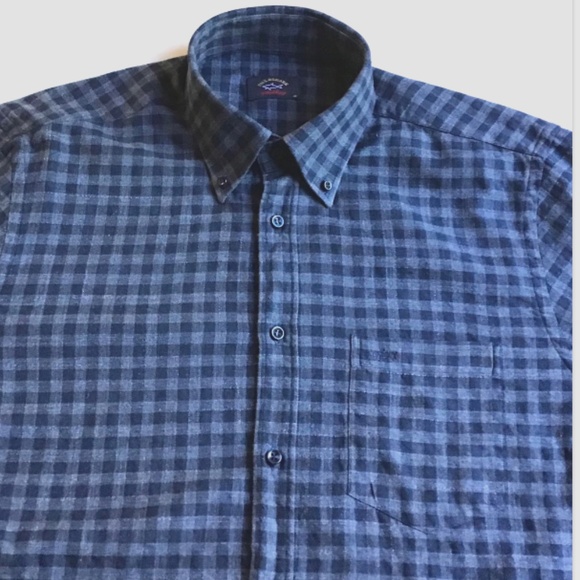 Paul & Shark 2 tone gray colour checkered cotton shirt Sz 40 made in Italy 🇮🇹 - Picture 2 of 11